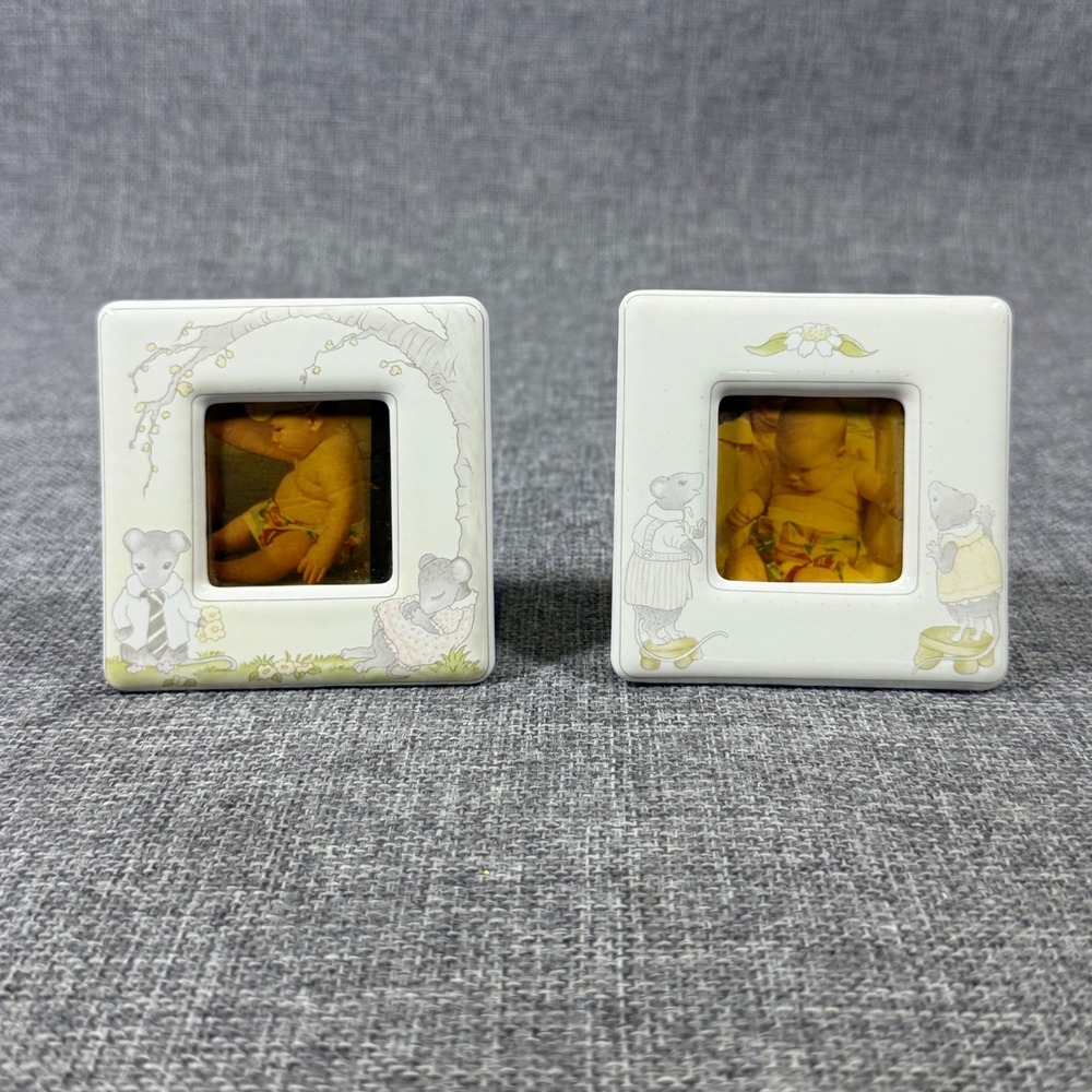 VTG Terragrafics Mice 3x3 Picture Frame Set of 2 Kids Cottagecore 1987 Nursery